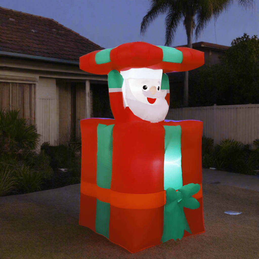 Animated Santa in Gift Box Inflatable with LEDs - 150cm