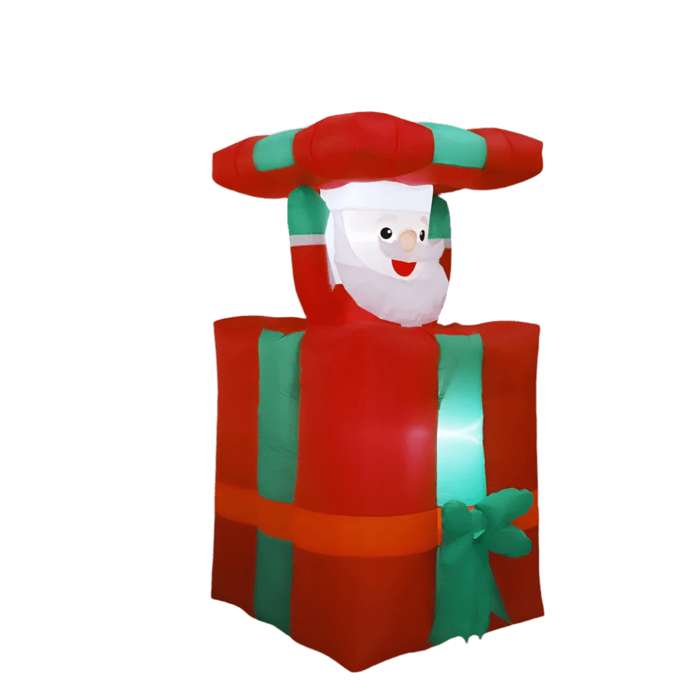 Animated Santa in Gift Box Inflatable with LEDs - 150cm