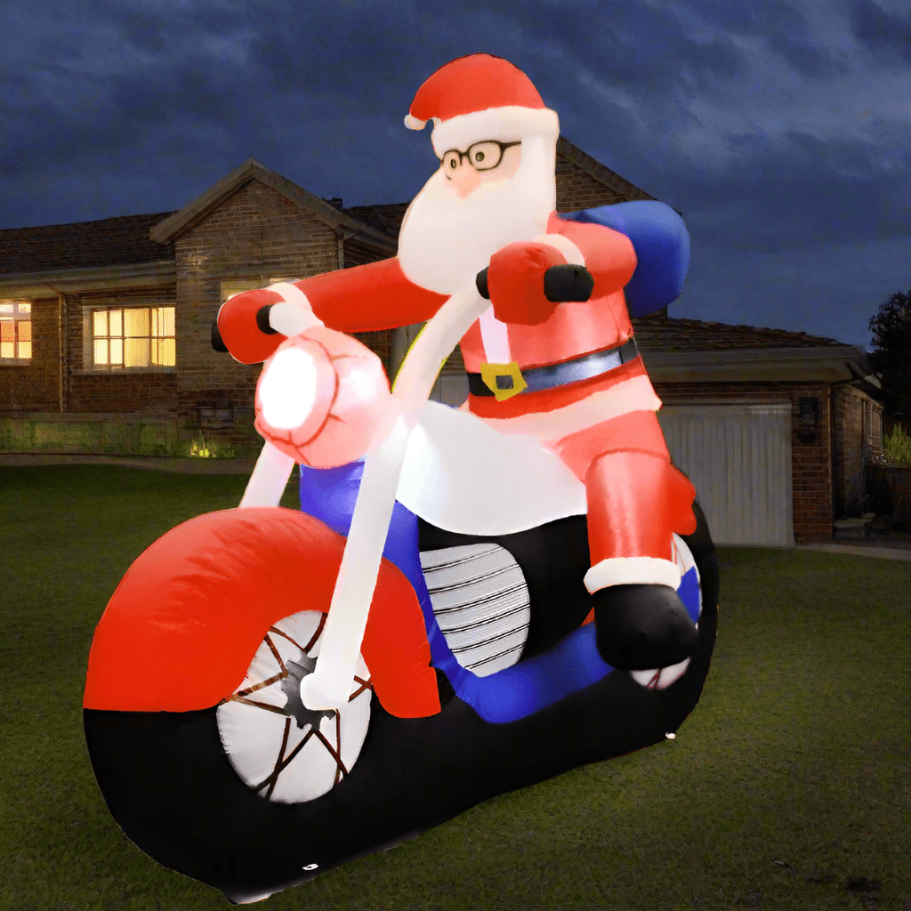 Biker Santa Cruising on Motorcycle Inflatable - 180cm