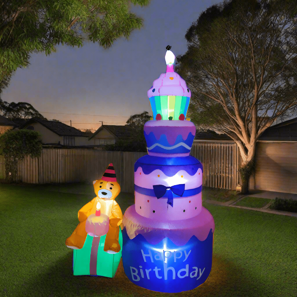 Birthday Bear with Cake Inflatable - 180cm