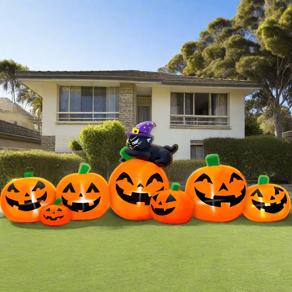 Black Cat on Happy Pumpkin Inflatable – 230cm