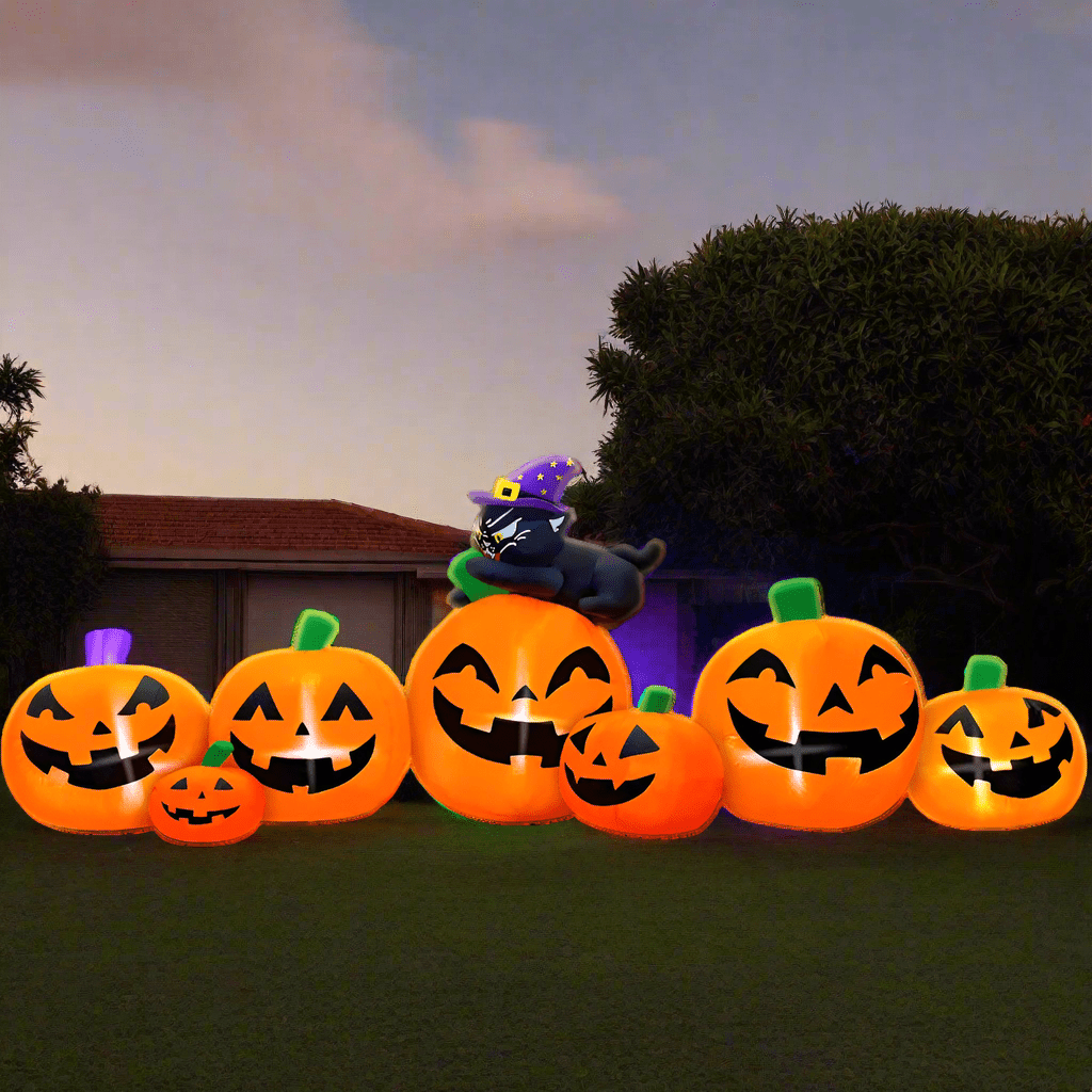 Black Cat on Happy Pumpkin Inflatable – 230cm