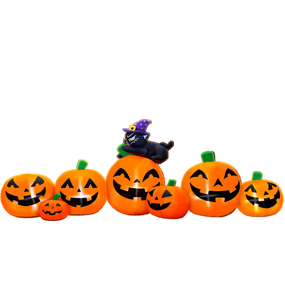 Black Cat on Happy Pumpkin Inflatable – 230cm
