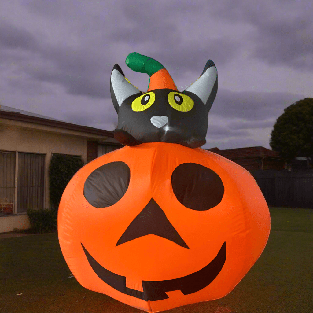 Black Cat on Pumpkin Jack - o' - Lantern - 130cm