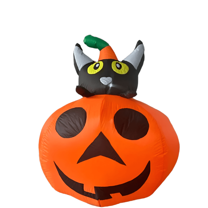 Black Cat on Pumpkin Jack - o' - Lantern - 130cm