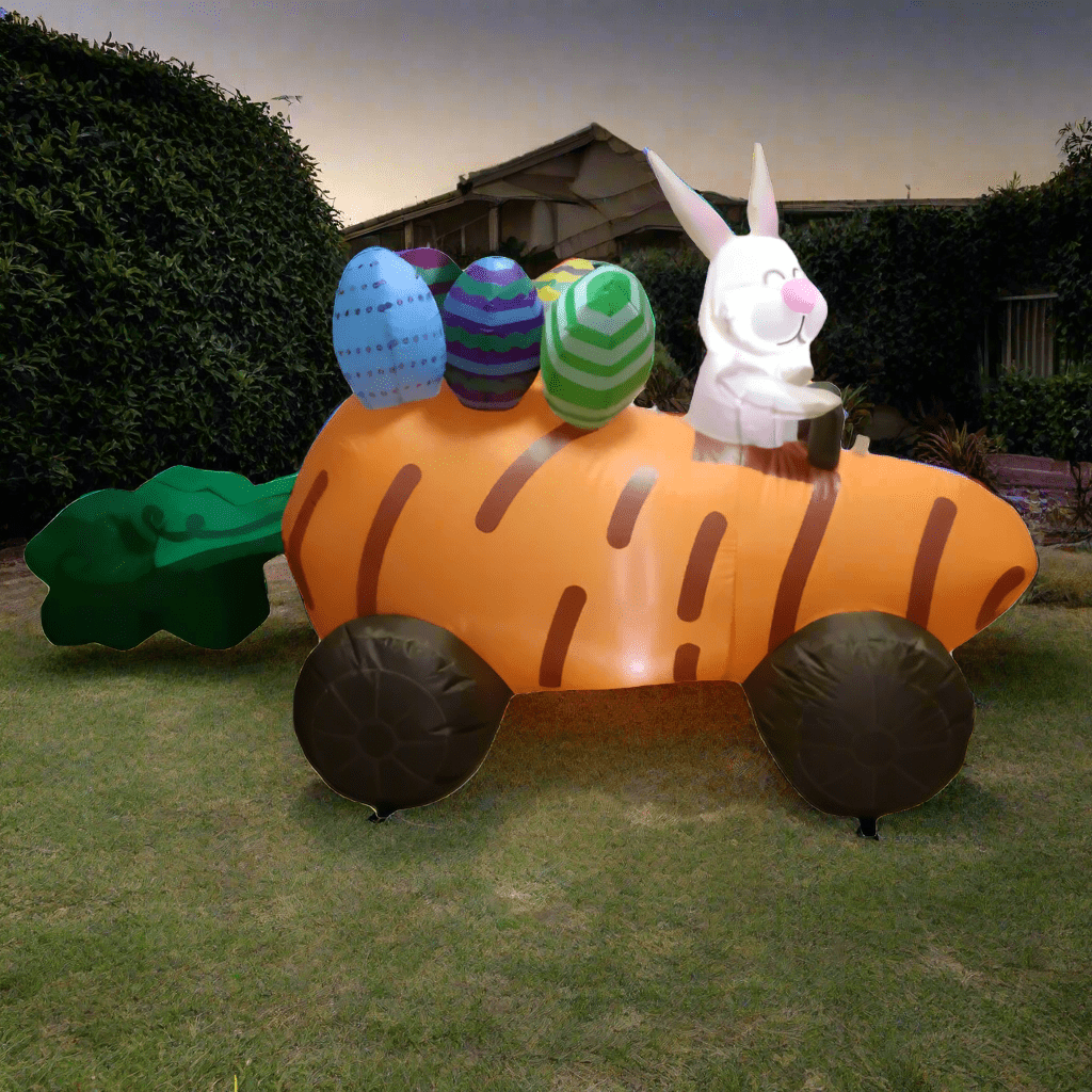Bunny in Carrot Car with Easter Eggs Inflatable - 180cm