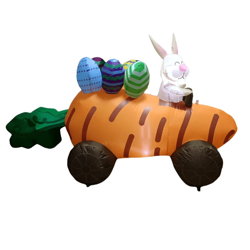 Bunny in Carrot Car with Easter Eggs Inflatable - 180cm
