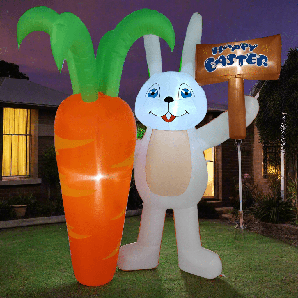 Bunny with Happy Easter Sign and Giant Carrot Inflatable - 180cm