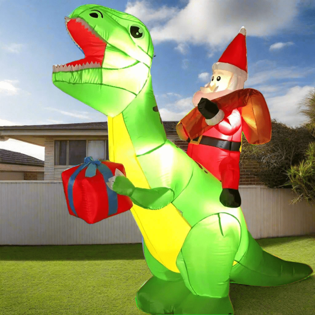 Christmas Dinosaur with Bear Inflatable - 180cm