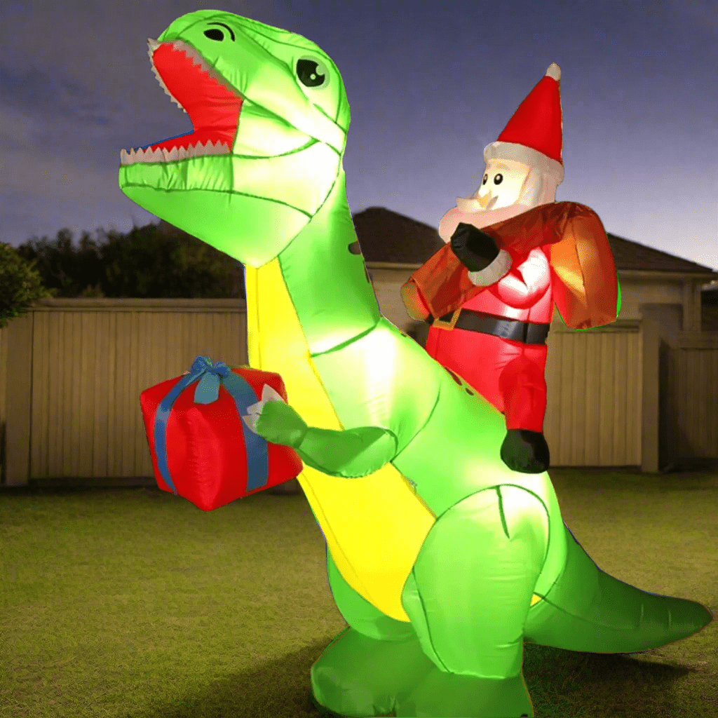 Christmas Dinosaur with Bear Inflatable - 180cm