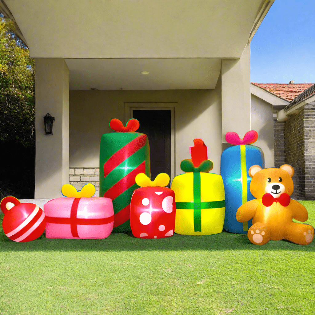 Christmas Gift Stack with Teddy Bear Inflatable - 300cm