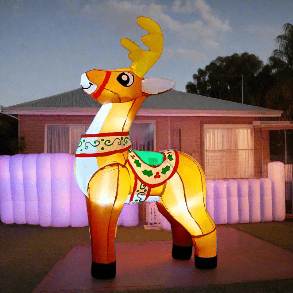 Christmas Reindeer with Festive Saddle Inflatable - 180cm