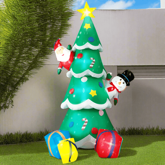 Christmas Tree, Santa and Snowman & Presents Inflatable - 210cm