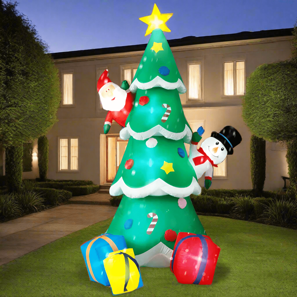 Christmas Tree, Santa and Snowman & Presents Inflatable - 210cm
