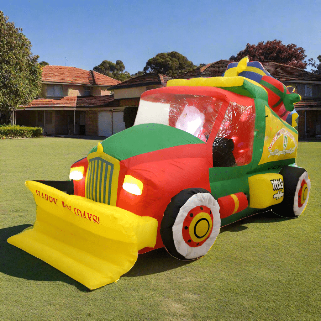Christmas Truck with Gifts and Snowplough Inflatable - 240cm