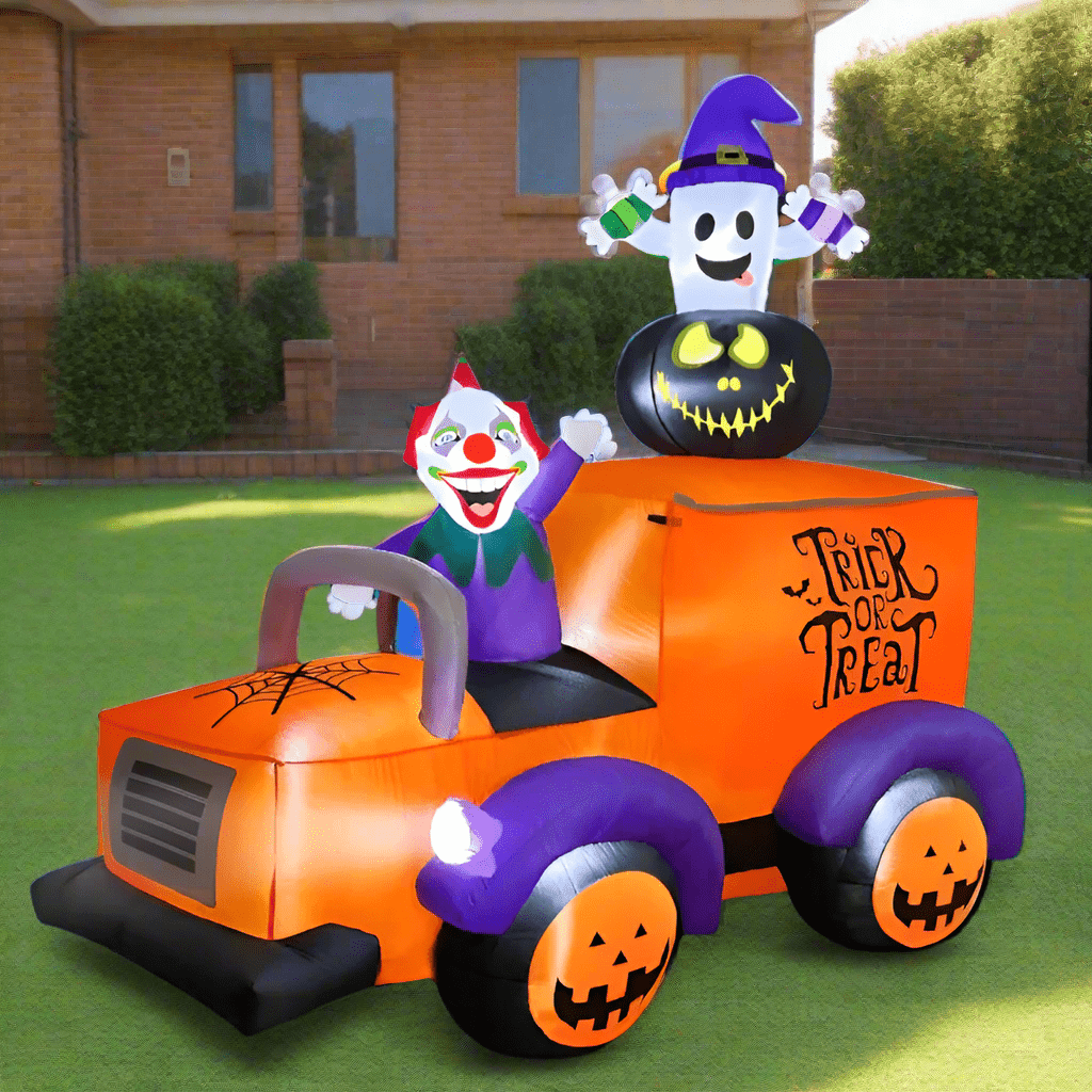 Clown Ghost Trick-or-Treat Truck Inflatable - 240cm
