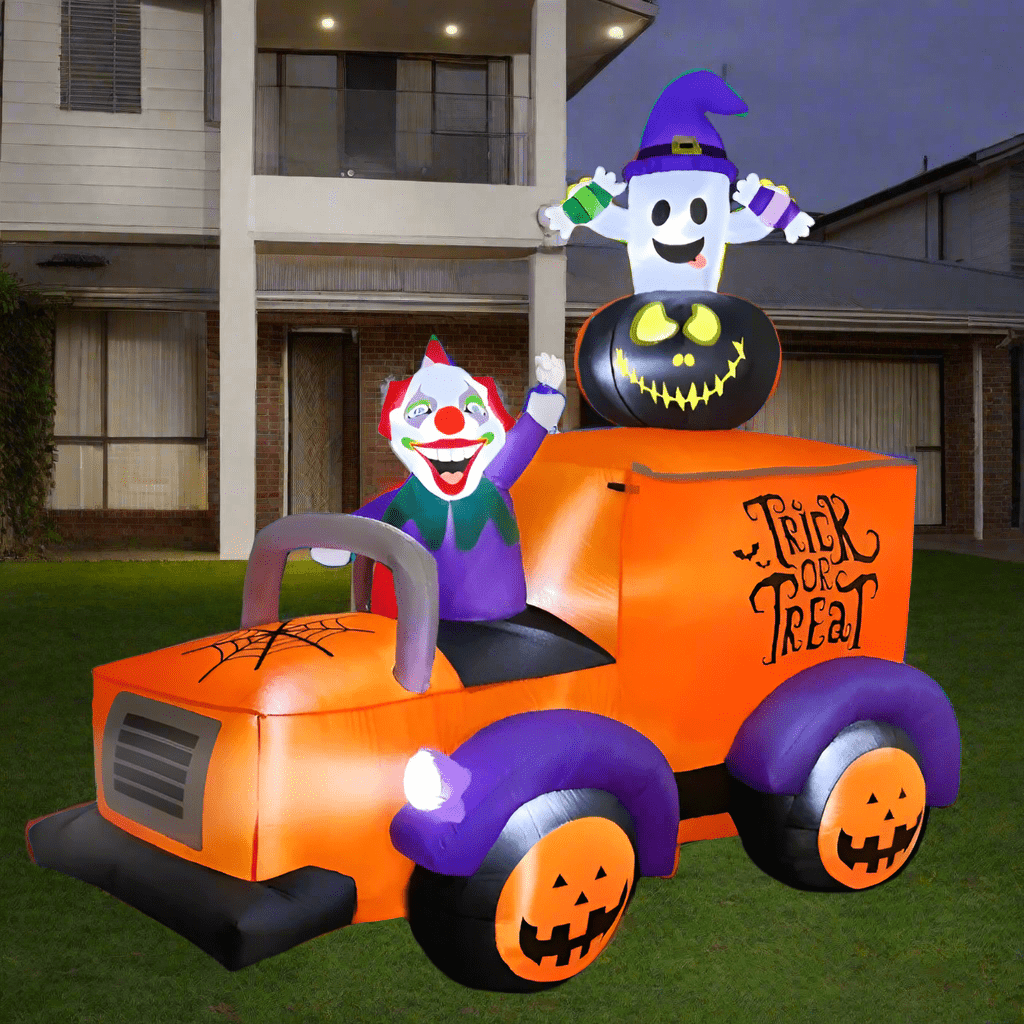 Clown Ghost Trick-or-Treat Truck Inflatable - 240cm