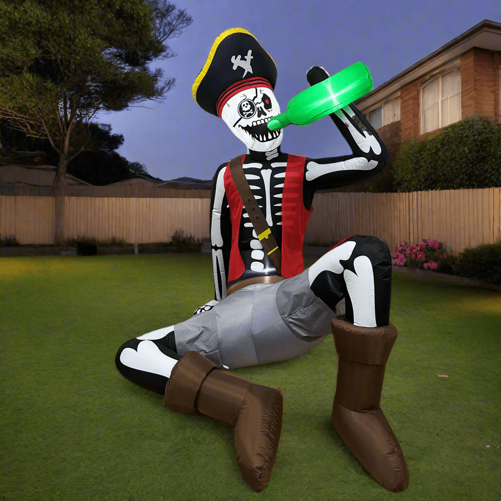 Drunk Skeleton Pirate Sitting Inflatable - 200cm