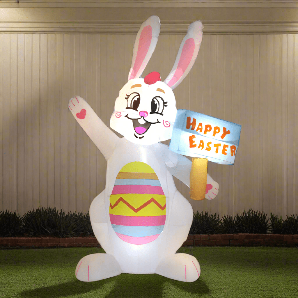 Easter Bunny Holding Happy Easter Sign Inflatable - 180cm