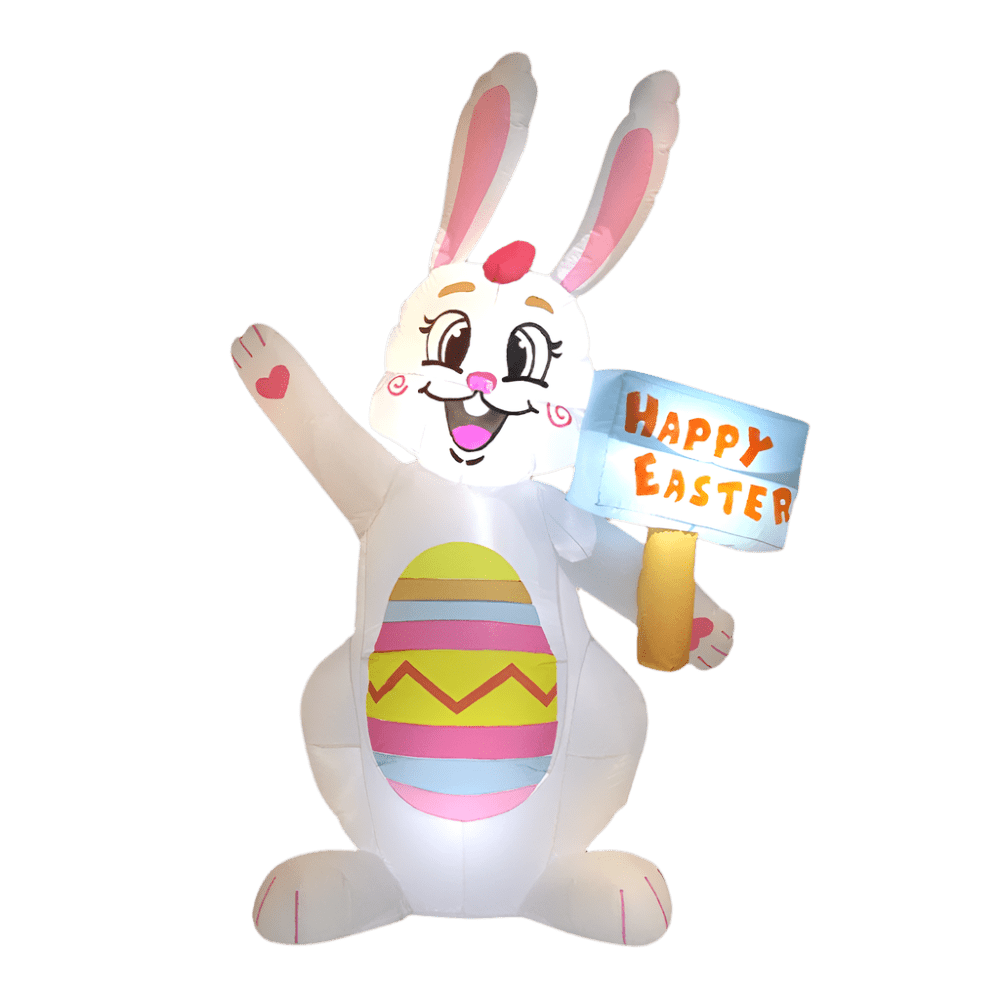 Easter Bunny Holding Happy Easter Sign Inflatable - 180cm