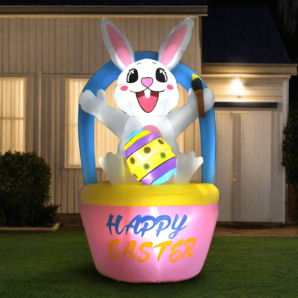 Easter Bunny in Basket with Egg Inflatable - 180cm