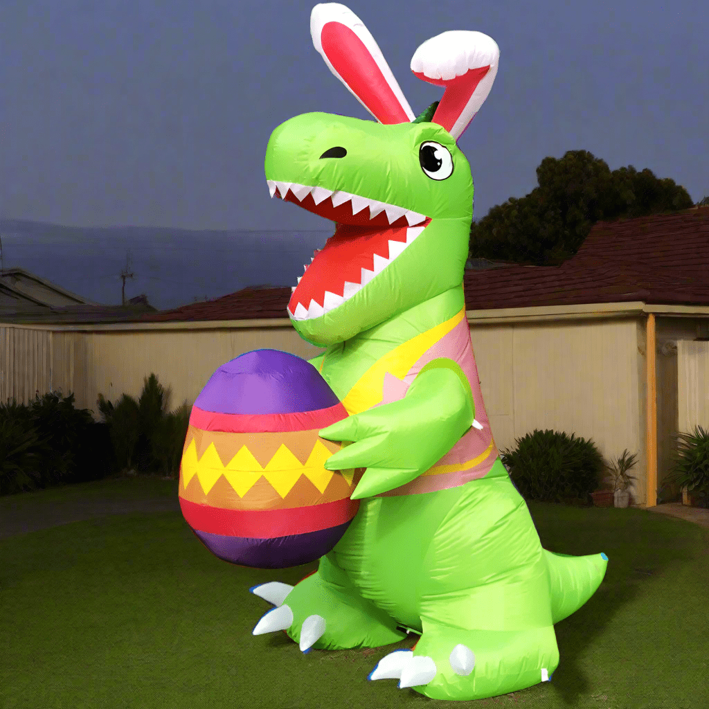 Easter Dinosaur Holding Egg Inflatable - 240cm