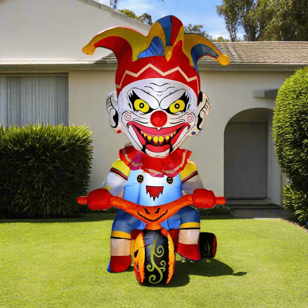 Evil Clown on Halloween Tricycle Inflatable - 120cm