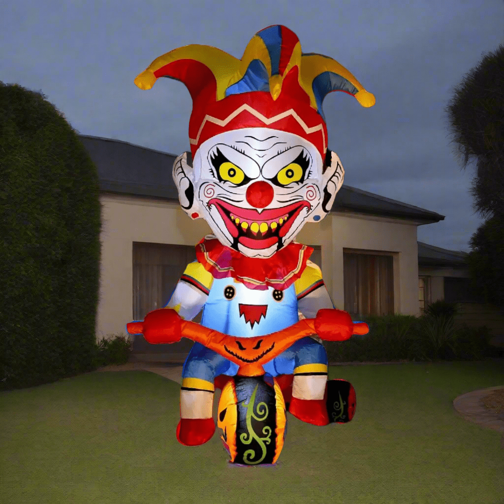 Evil Clown on Halloween Tricycle Inflatable - 120cm