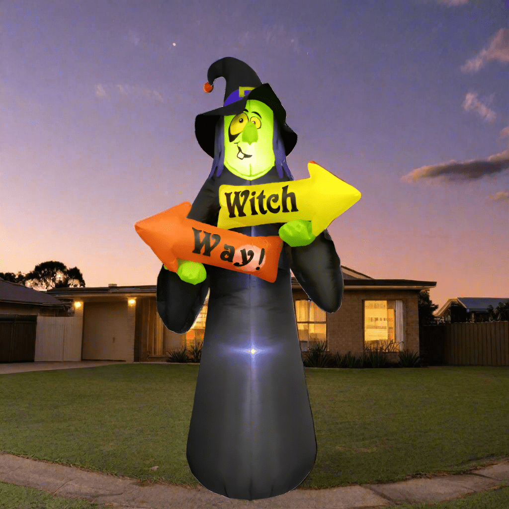 Friendly Witch Holding “Witch Way" Sign - 240cm