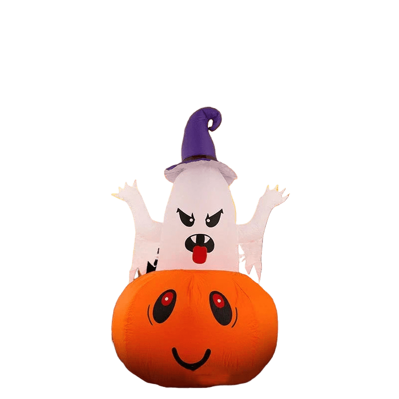 Ghost in Pumpkin with Witch Hat Inflatable - 150cm