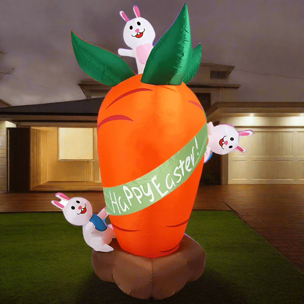 Giant Carrot with Funny Bunnies Inflatable - 180cm