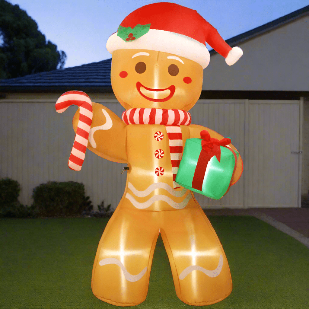 Giant Gingerbread Man with Gift Inflatable - 240cm