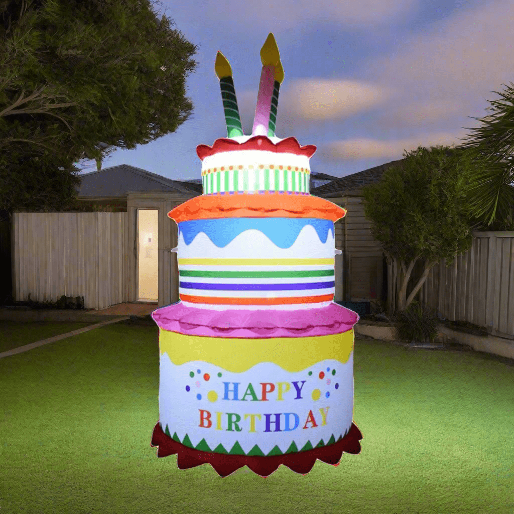 Giant Rainbow Birthday Cake Inflatable - 180cm
