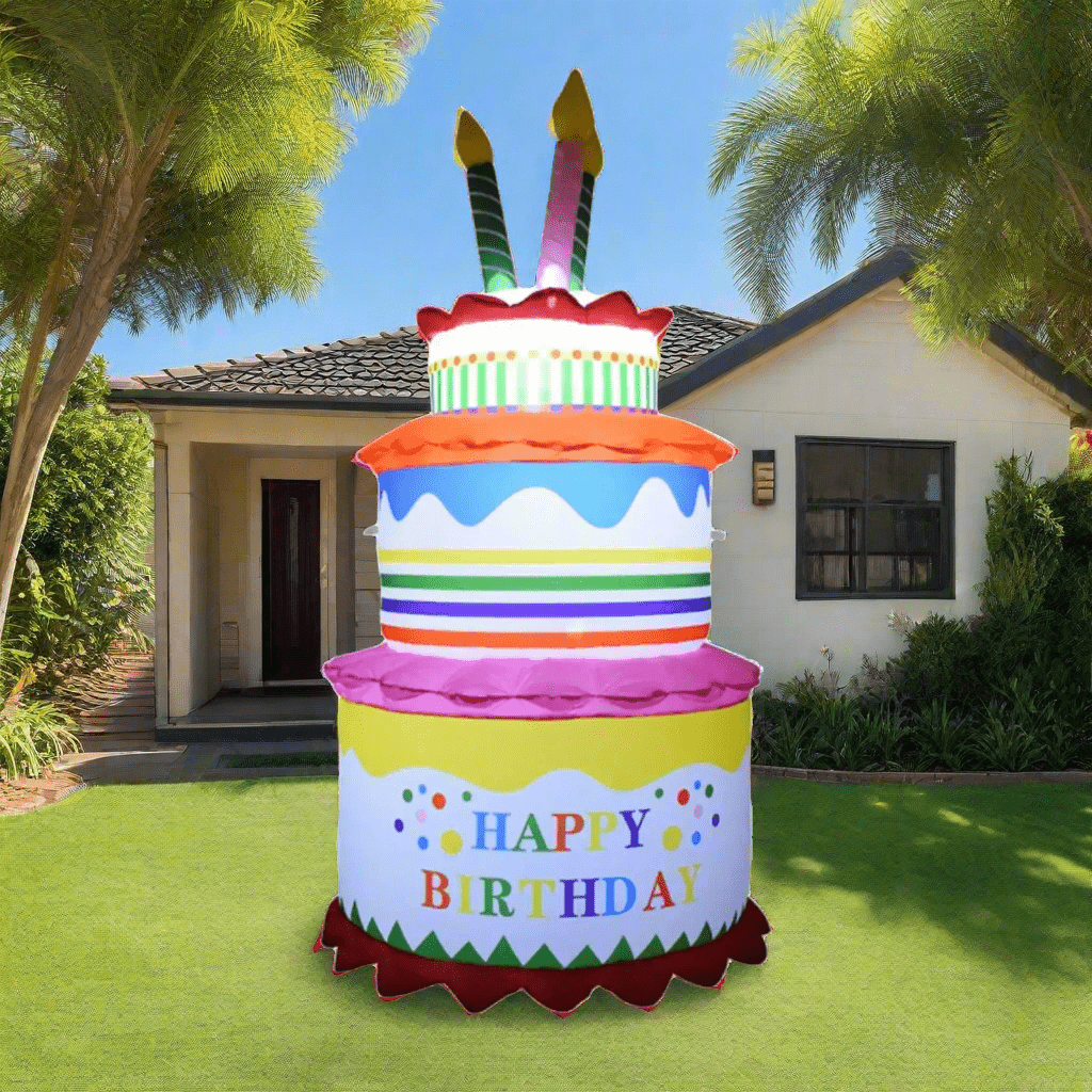 Giant Rainbow Birthday Cake Inflatable - 180cm