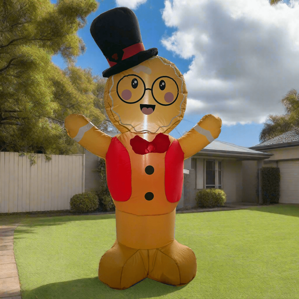 Gingerbread Boy Bear with Candy Cane Inflatable - 150cm