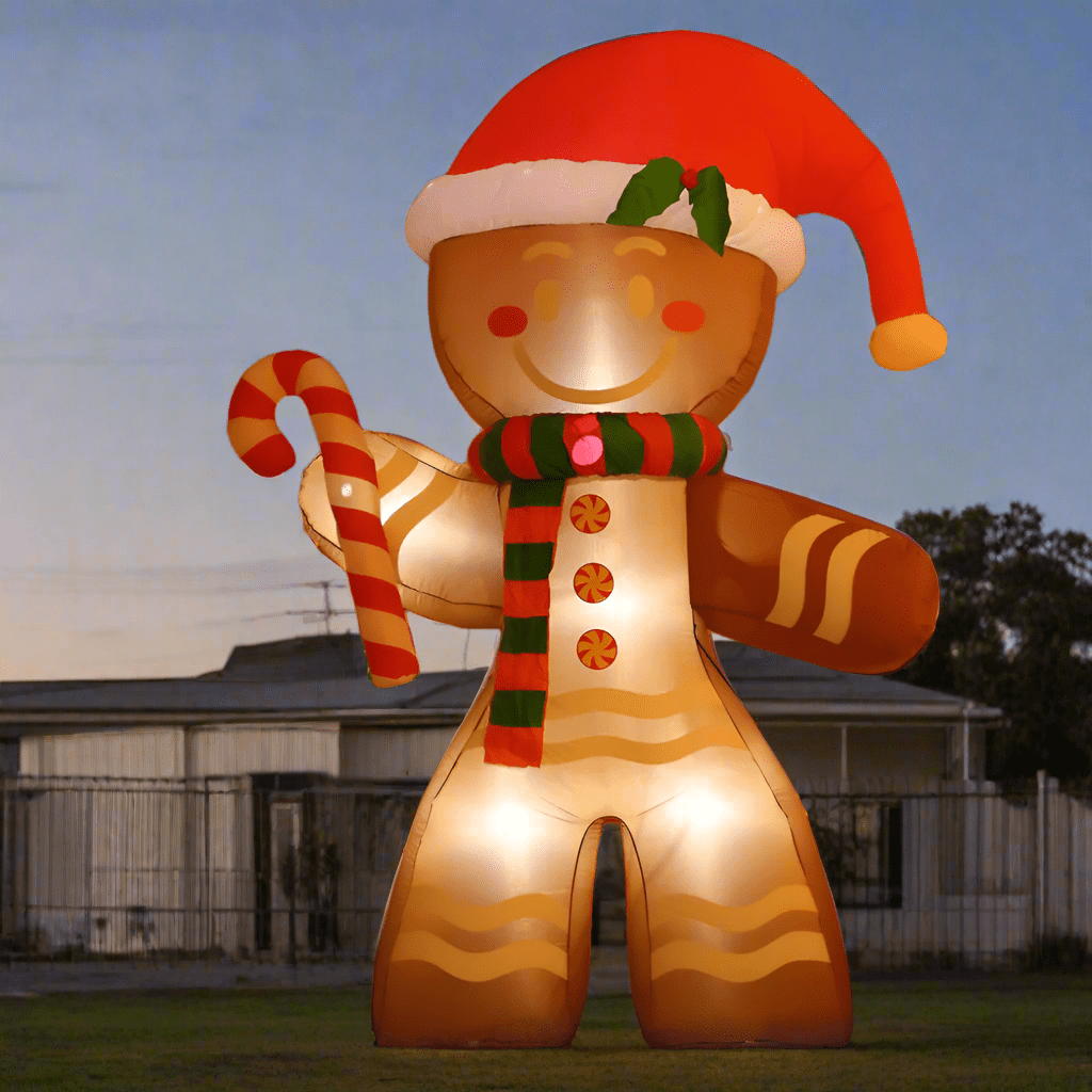 Gingerbread Man with Candy Cane Inflatable - 250cm