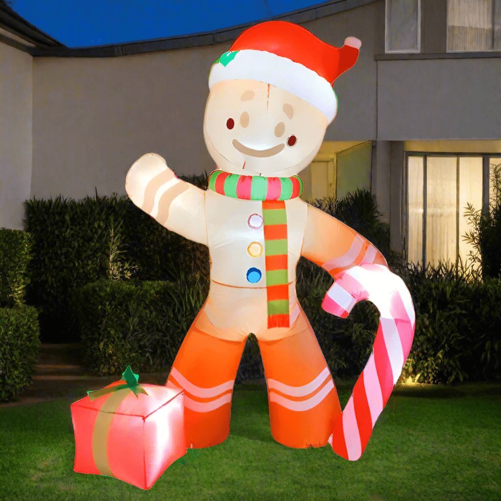 Gingerbread Man Candy Cane and Presents Inflatable - 240cm