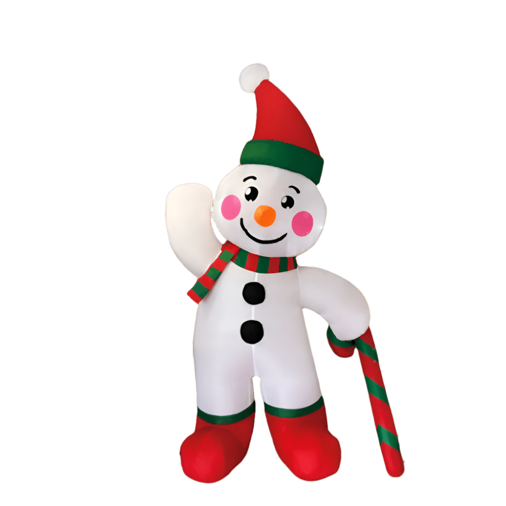 Gingerbread Snowman with Candy Cane Inflatable - 180cm