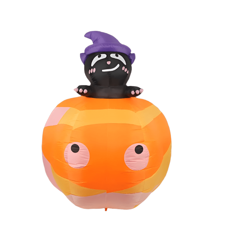 Halloween Black Cat Sitting on Pumpkin - 180cm