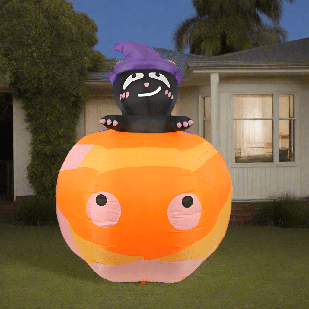 Halloween Black Cat Sitting on Pumpkin - 180cm