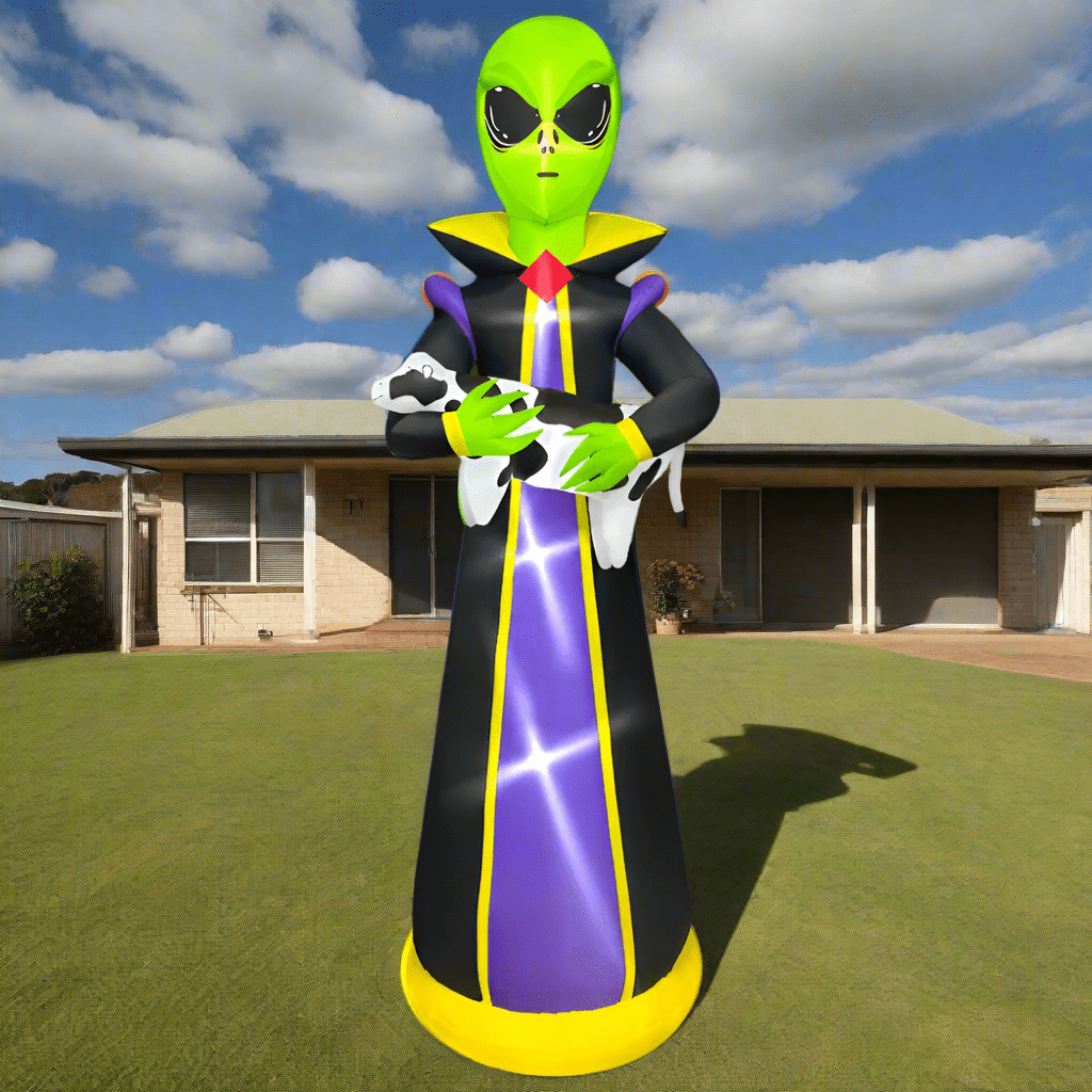 Halloween Alien holding a Cow Inflatable - 305cm