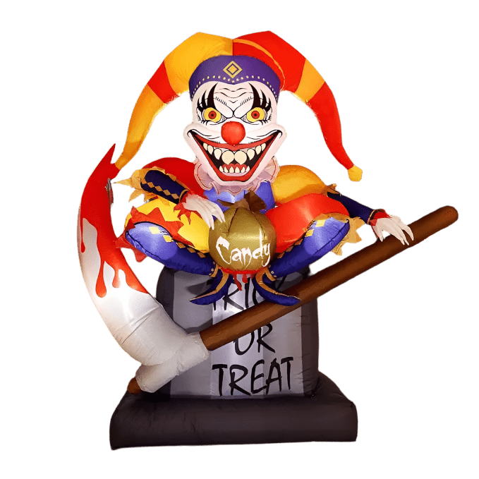 Halloween Inflatable Clown Tombstone with LED Lights - 180cm