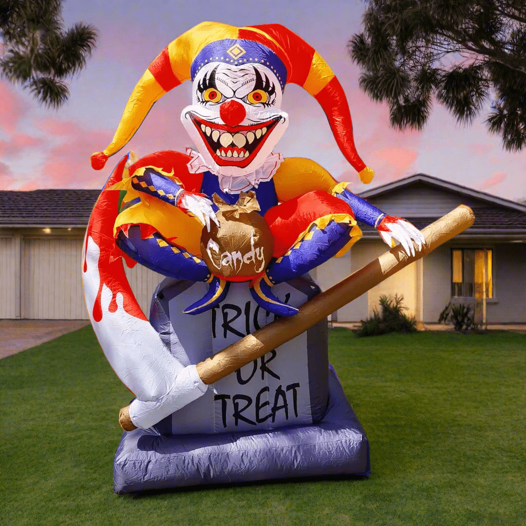 Halloween Inflatable Clown Tombstone with LED Lights - 180cm