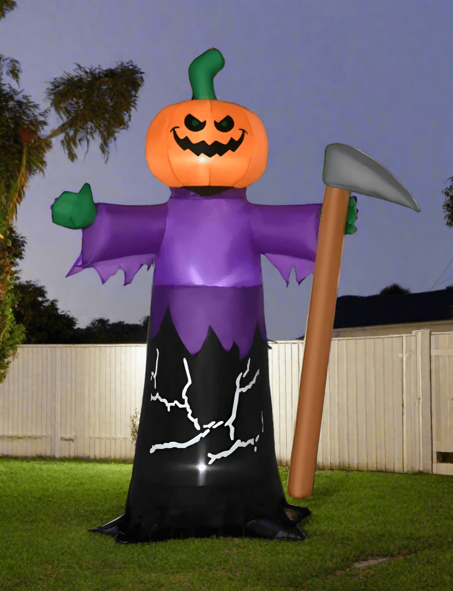 Halloween Pumpkin Reaper with Scythe Inflatable - 180cm