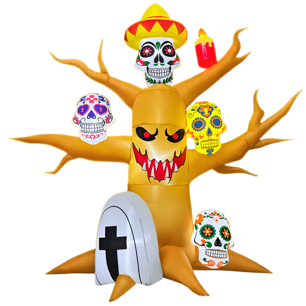 Halloween Tree with Skulls and Candle Inflatable – 240cm