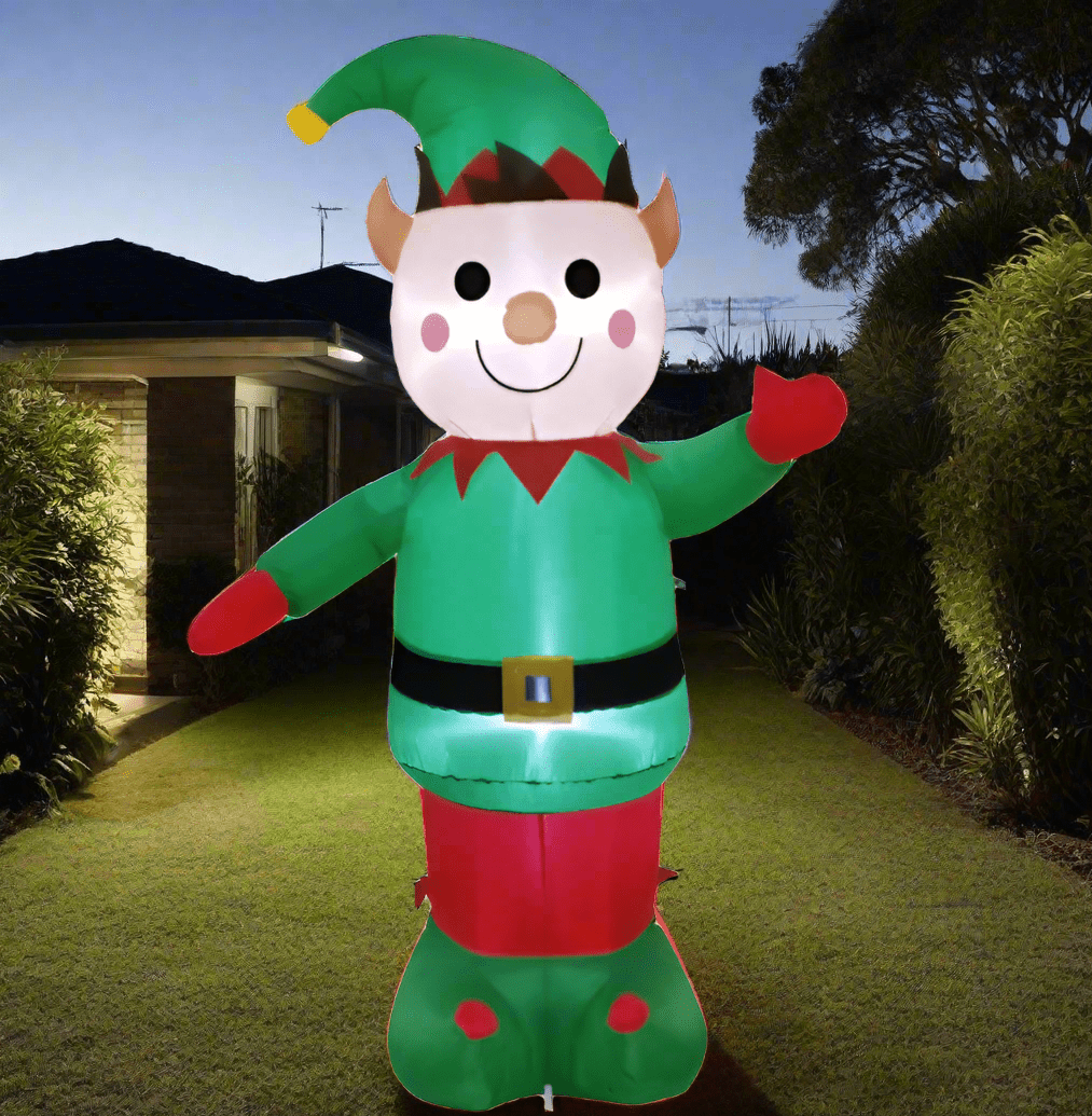 Happy Christmas Elf with Hat Inflatable - 150cm