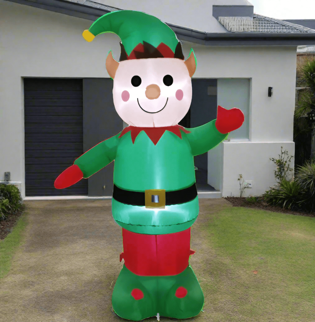 Happy Christmas Elf with Hat Inflatable - 150cm