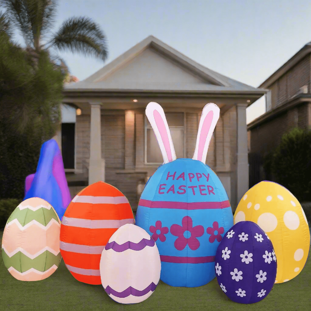 Happy Easter Eggs with Bunny Ears Inflatable - 262cm