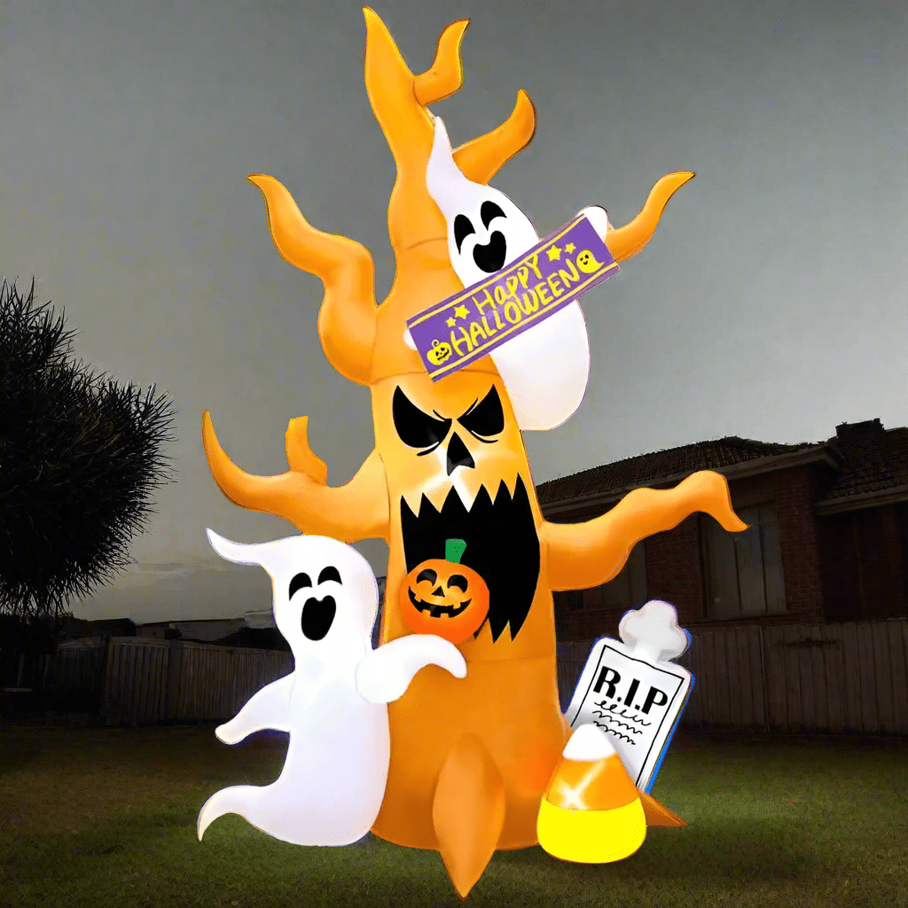 Haunted Ghost Tree with Pumpkins Inflatable - 240cm