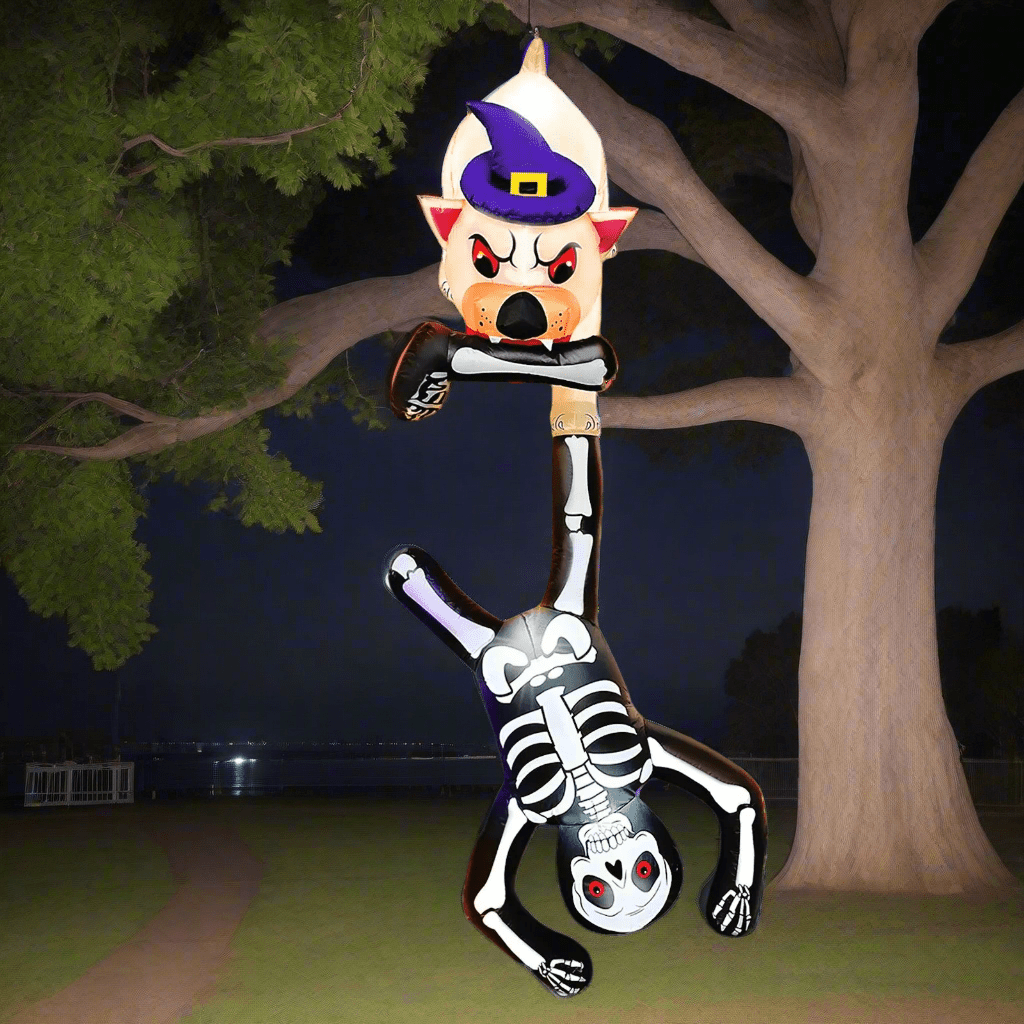 Hungry Dog Holding Skeleton Inflatable - 240cm